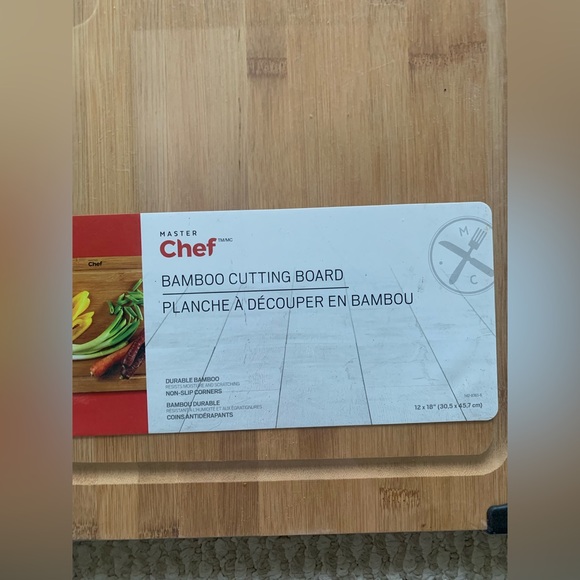 NWT Master Chef Bamboo Wooden Cutting Board 12 x 18” - Picture 2 of 8